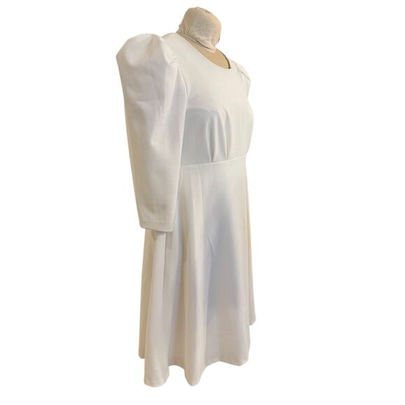 Calvin Klein Women's 3/4 Puff Sleeve Sheath Dress White Size 12 - Picture 8 of 11